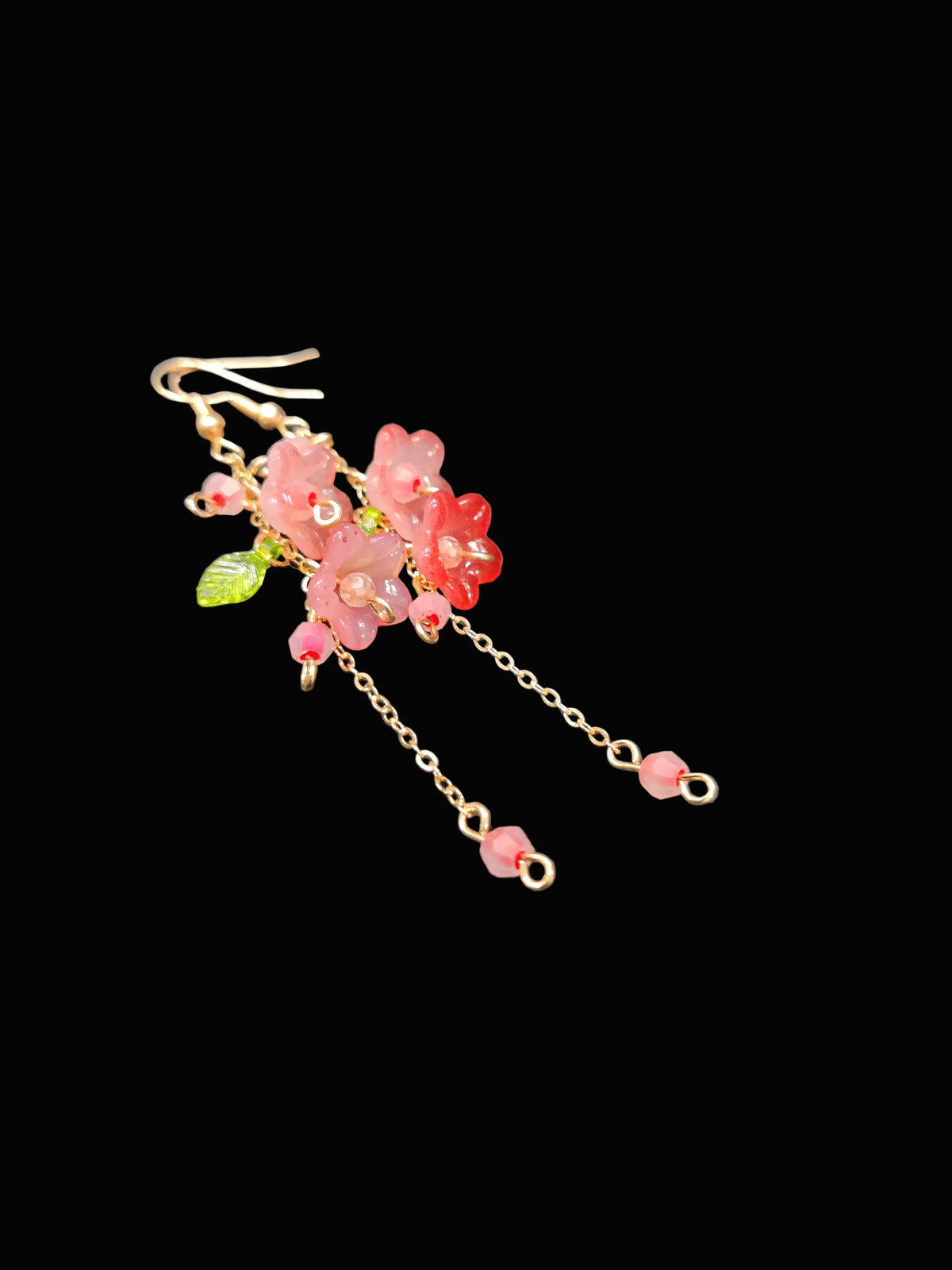 Red Lily of Valley Gold Plated Earrings