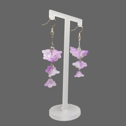 Purple Lily of Valley Sterling Silver Earrings