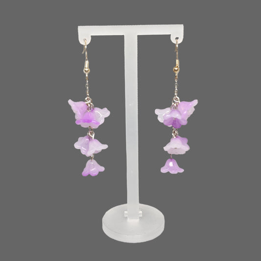 Purple Lily of Valley Sterling Silver Earrings