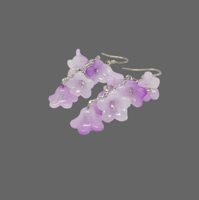 Purple Lily of Valley Sterling Silver Earrings