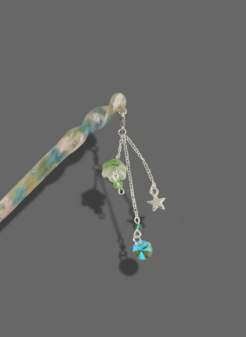 Illumination Hair Pin in Seafoam Marble