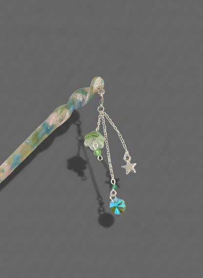 Illumination Hair Pin in Seafoam Marble