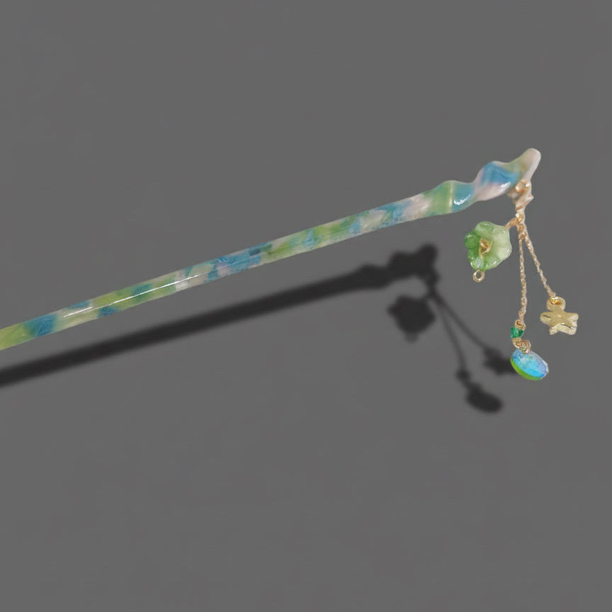 Illumination Hair Pin in Seafoam Marble