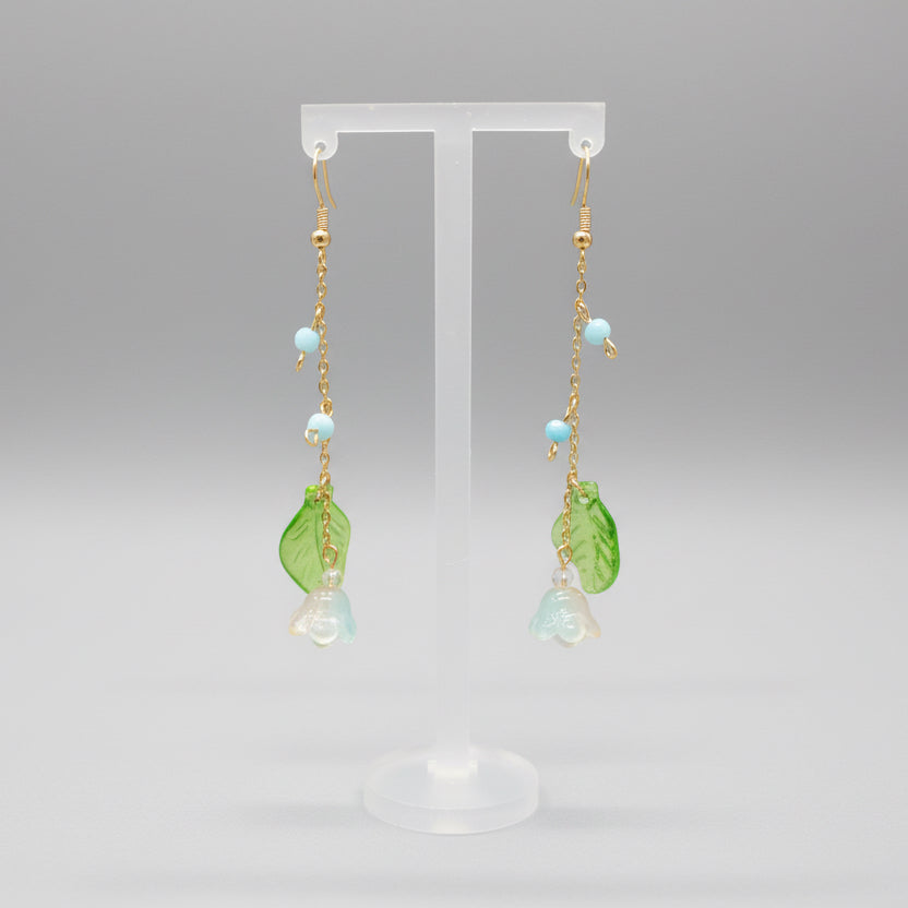 Dawn Bloom Glass Lily of Valley Gold Plated Earrings
