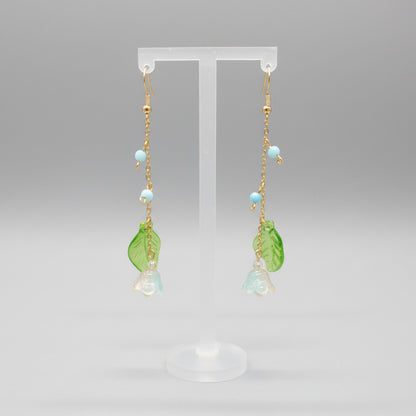 Dawn Bloom Glass Lily of Valley Gold Plated Earrings