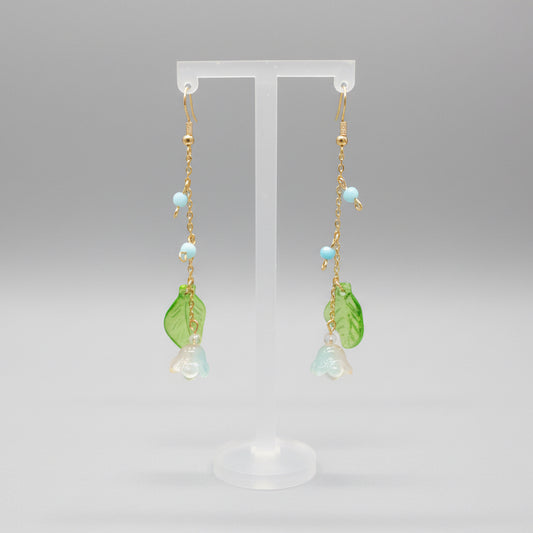 Dawn Bloom Glass Lily of Valley Gold Plated Earrings