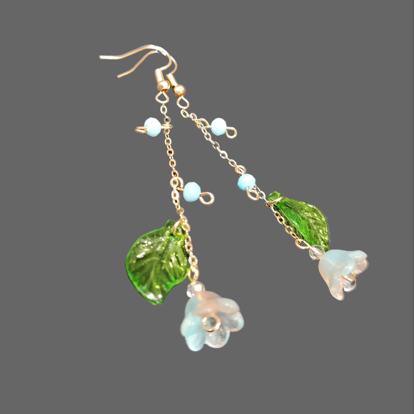 Dawn Bloom Glass Lily of Valley Gold Plated Earrings