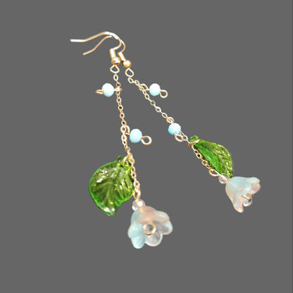 Dawn Bloom Glass Lily of Valley Gold Plated Earrings