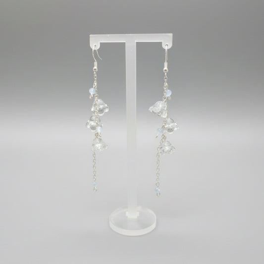 Clear Crystal Glass Sky Lily of Valley Sterling Silver Earrings